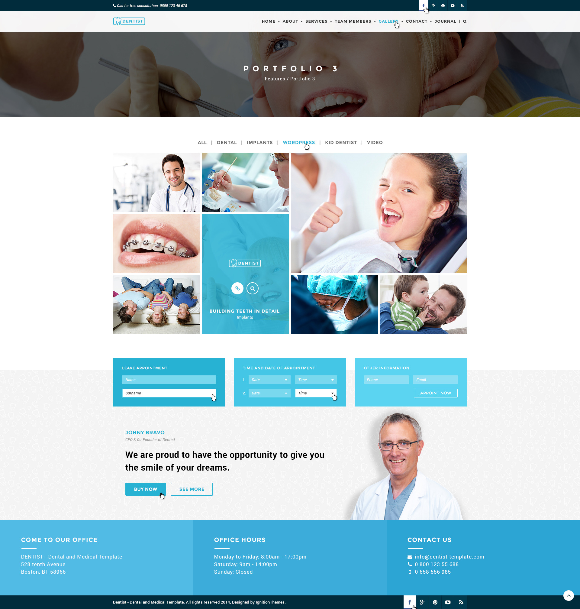 Dentist - Dental & Medical One Page PSD Template