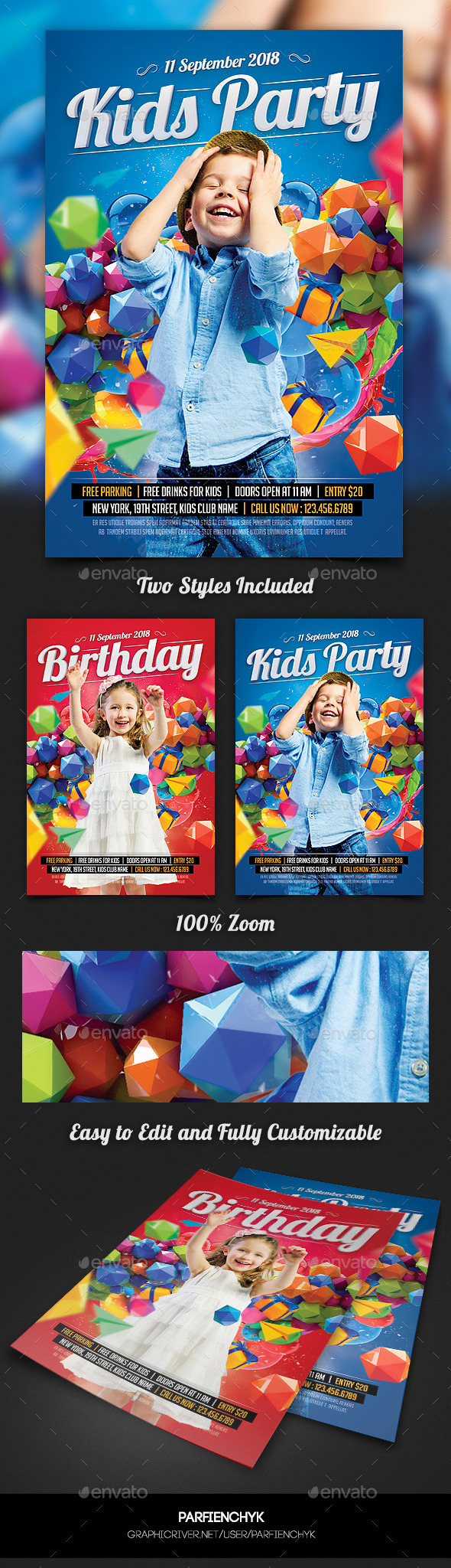 Kids Birthday Party Flyer Template - Clubs & Parties Events
