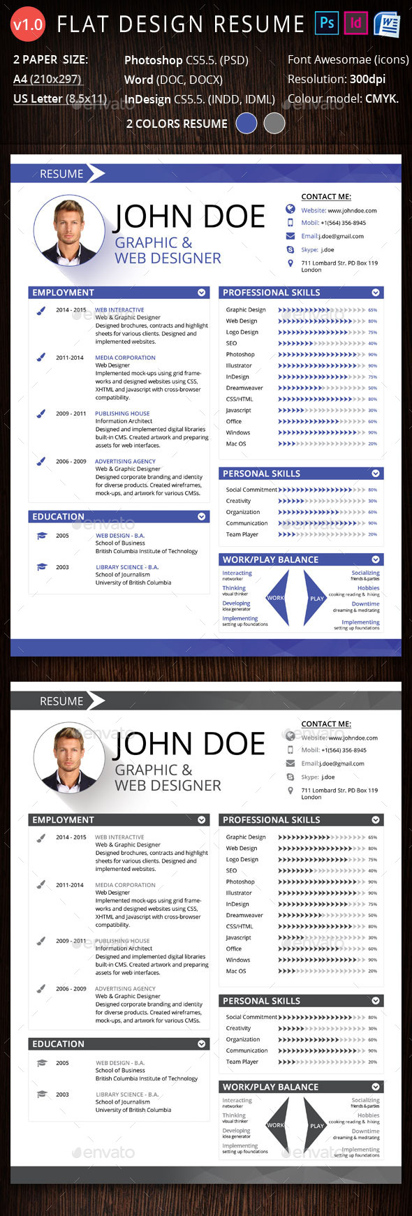 Flat Design Resume - Resumes Stationery