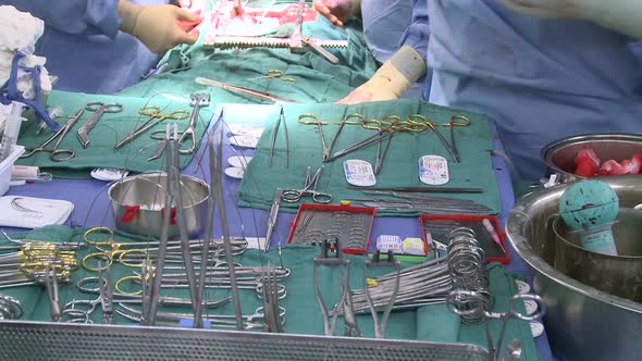 Tight Shot Of Surgical Instruments During Operation