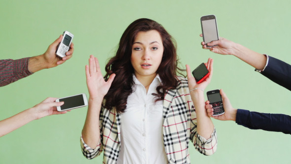 Girl Tired Of Mobile Phones alt