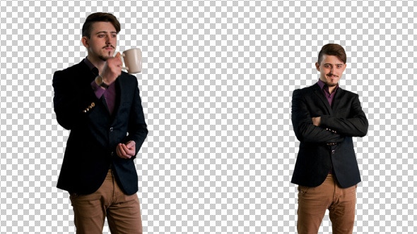  A Man In Jacket On Alpha Channel alt