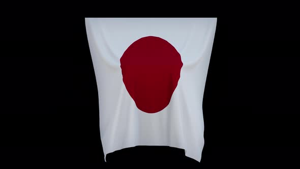 The piece of cloth falls with the flag of the State of Japan to cover the product alt