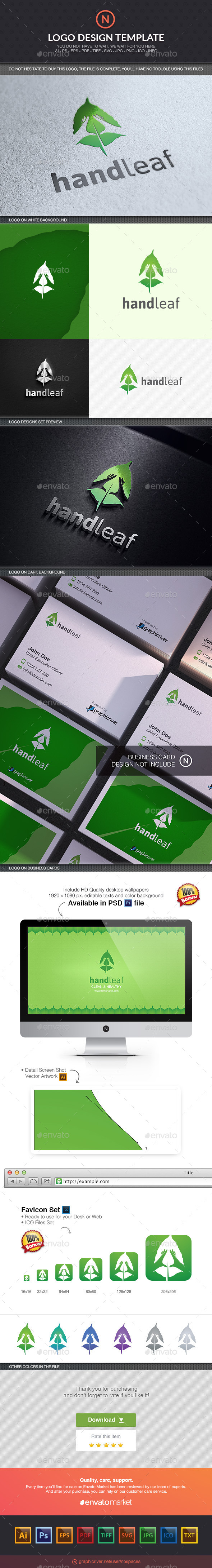 Hand and Leaf - Nature Logo Templates