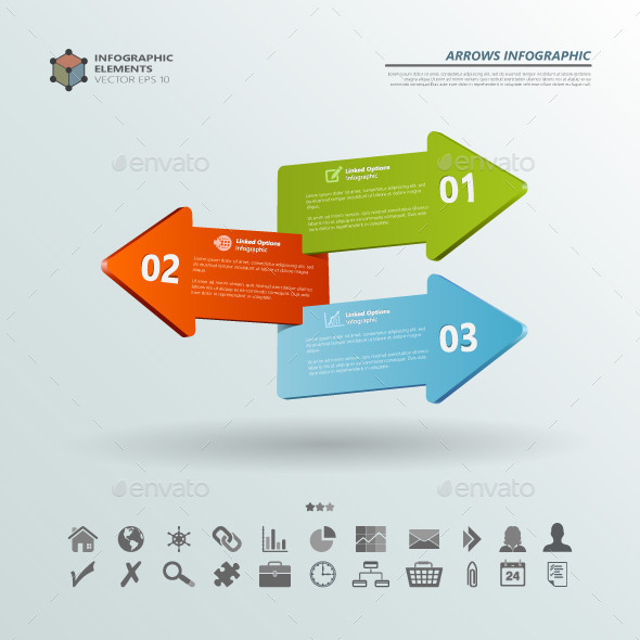 Three Arrows Infographic Backgrounds - Infographics