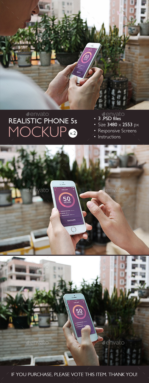 Realistic Phone 5s Mockup v.2