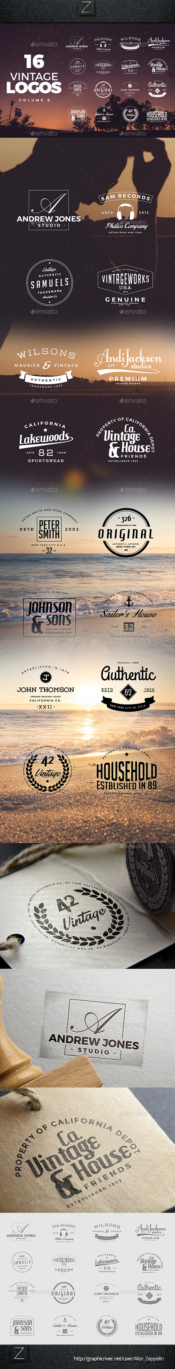 Vintage Logos Set 6 - Badges & Stickers Web Elements
