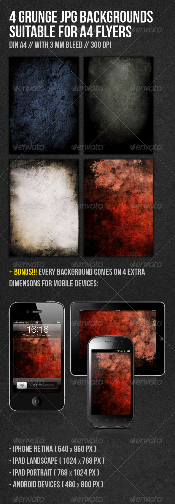 Grunge DIN A4 Flyer Backgrounds - Urban Backgrounds