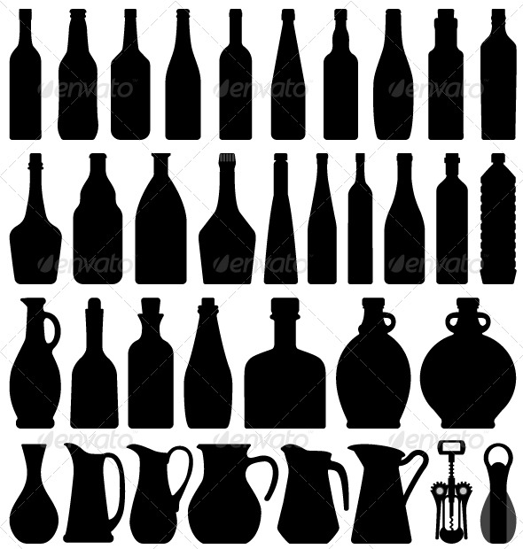 Wine Beer Bottle Silhouette - Man-made Objects Objects