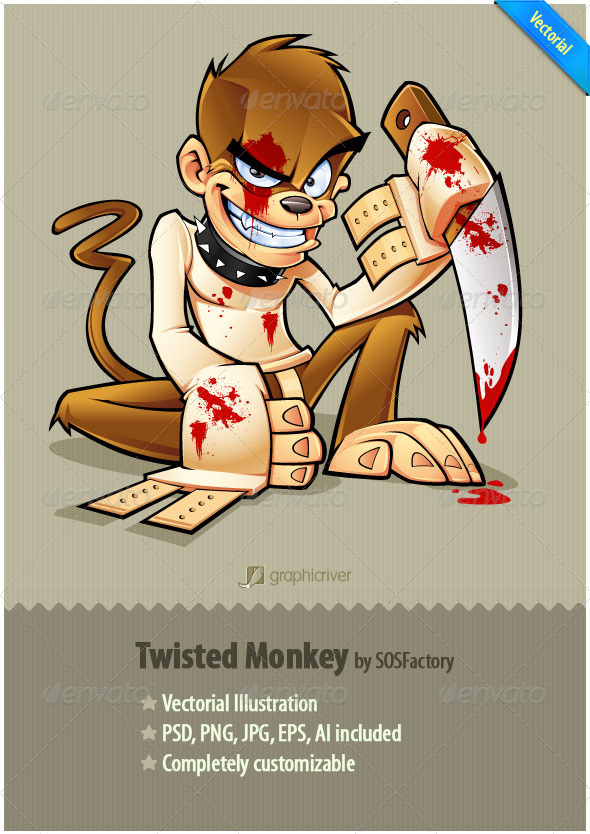 Twisted Monkey mascot design - Characters Vectors