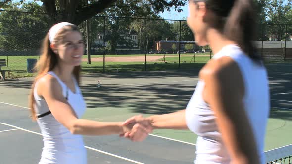 Competitors Shake Hands After Match (1 Of 2)