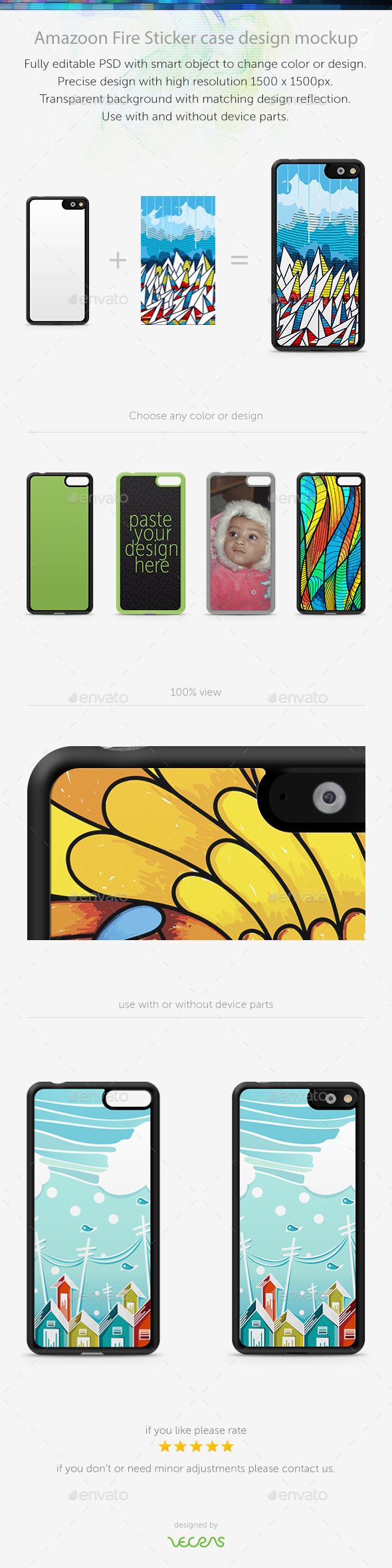 Amazoon Fire Sticker Case Design Mockup