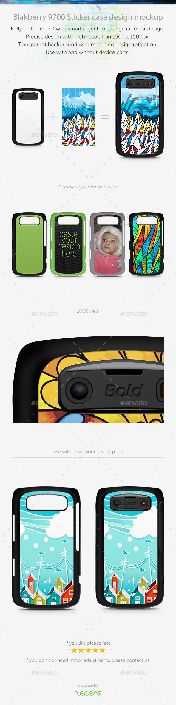 Blakberry 9700 Sticker Case Design Mockup