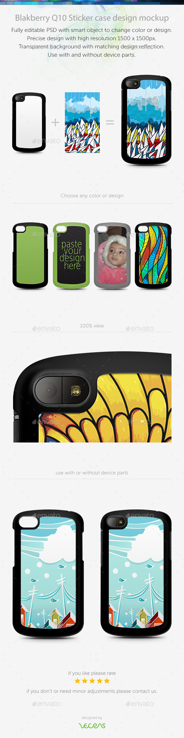 Blakberry Q10 Sticker Case Design Mockup