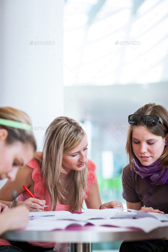 Group of college/university students during a brake between clas - Stock Photo - Images