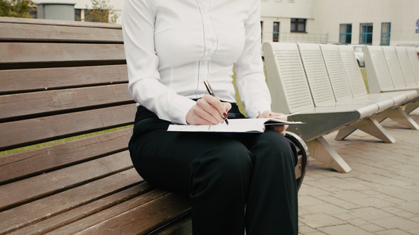 Beautiful Businesswoman Reading And Working