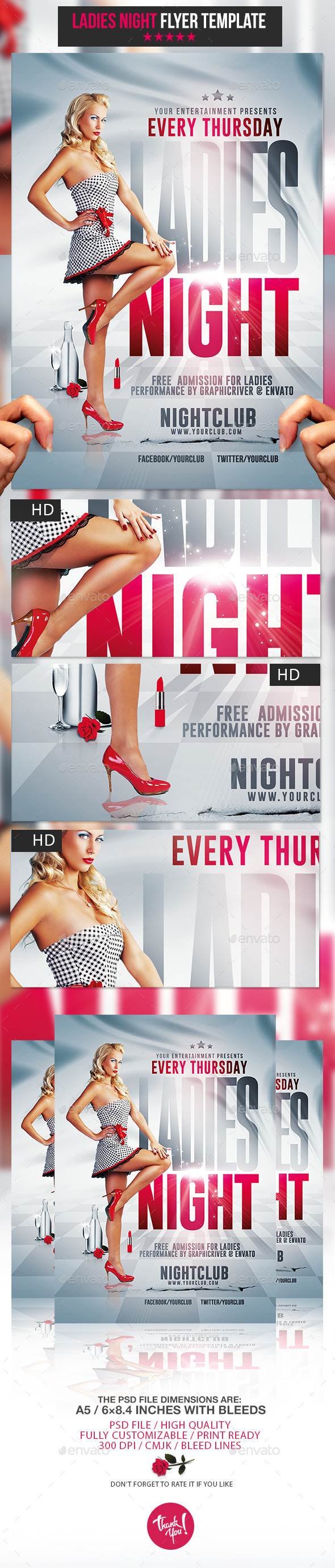 Ladies Night Party | Psd Flyer Template - Clubs & Parties Events