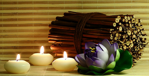 Candles Waterlily & Scented Wood Pieces
