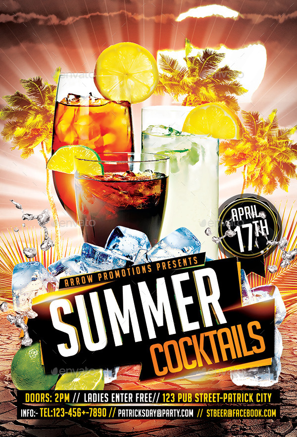 Summer Cocktail Flyer Template by Arrow3000 GraphicRiver