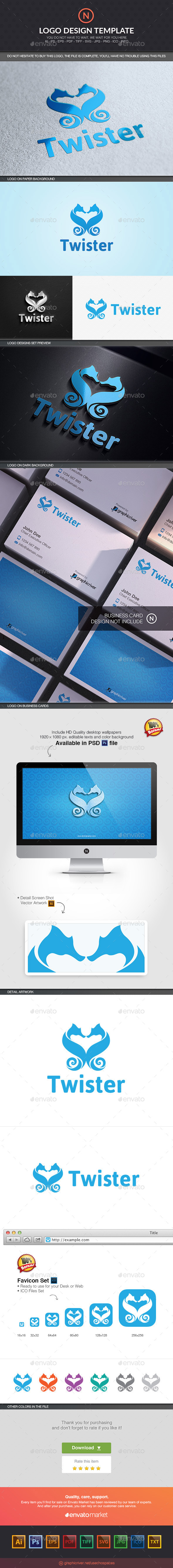 Twister Seahorse - Animals Logo Templates