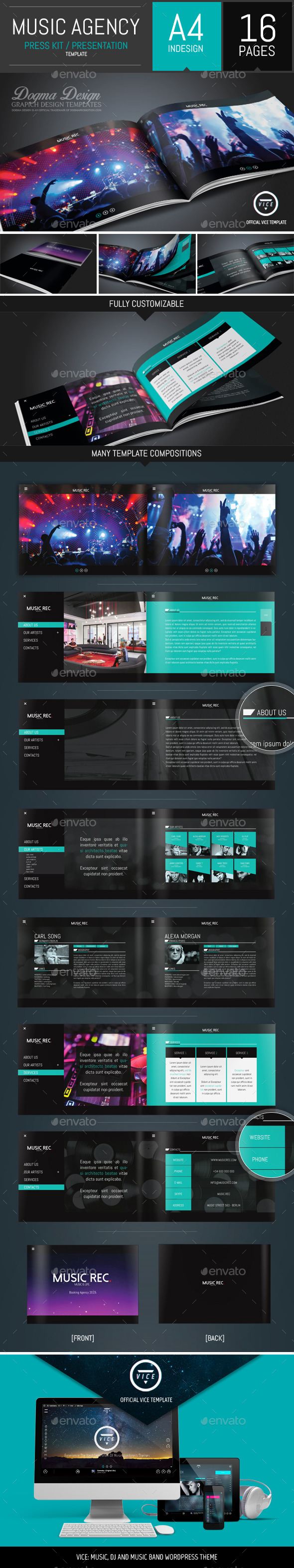 Vice: Dj and Booking Agency Portfolio Brochure - Brochures Print Templates