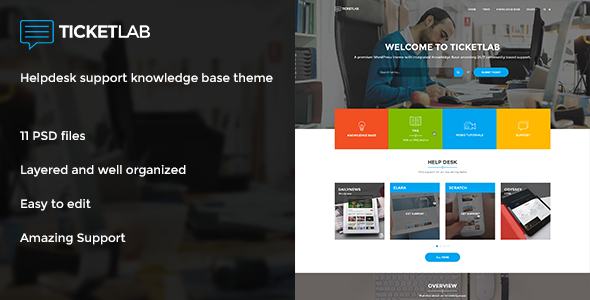 Ticketlab Helpdesk Support And Knowledge Base Psd Template By Bigbangthemes Help Desk Website Template Free