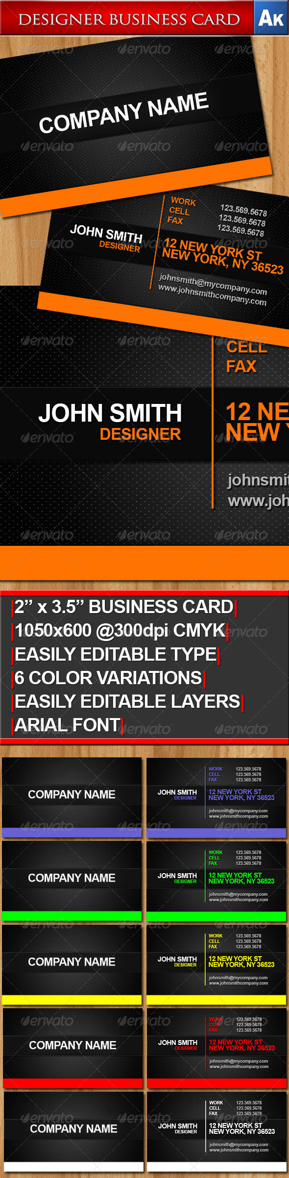 Desiner Business Cards - 6 Different Colors - Creative Business Cards