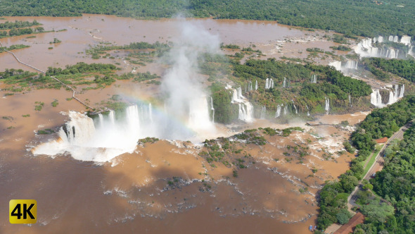 Aerial Waterfalls Iguazu Brazil Argentina 