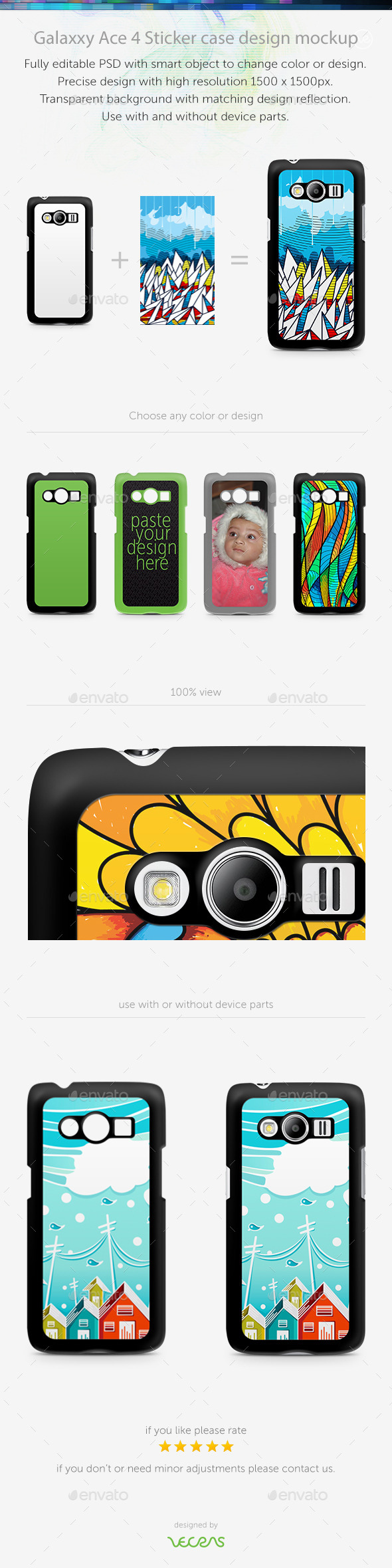 Galaxxy Ace 4 Sticker Case Design Mockup