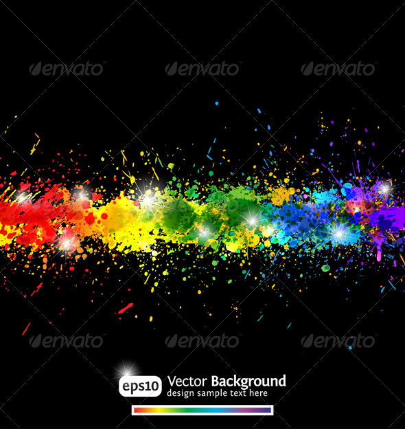Colorful gradient paint splashes vector background - Backgrounds Decorative