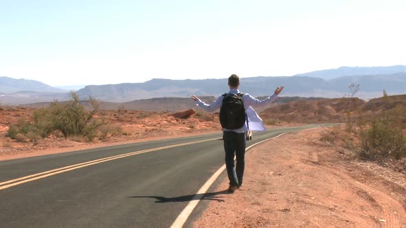 Hitchhiker On A Desert Road (1 Of 2)