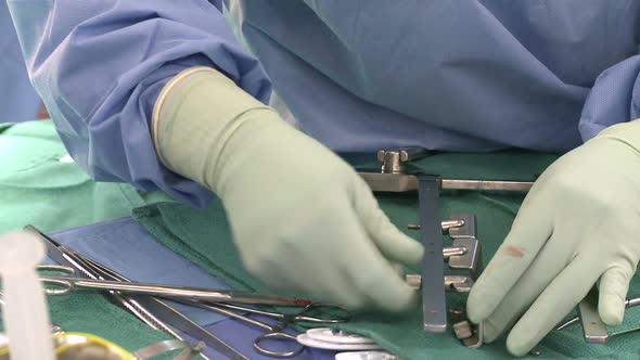 Rib Retractor Being Prepared For Surgery