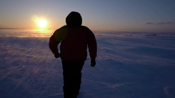 Man In Frozen Snow Storm, Stock Footage | VideoHive