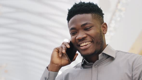 Closeup Young Happy Man Talking on Phone Chatting with Friends Using Smartphone Handsome Guy alt