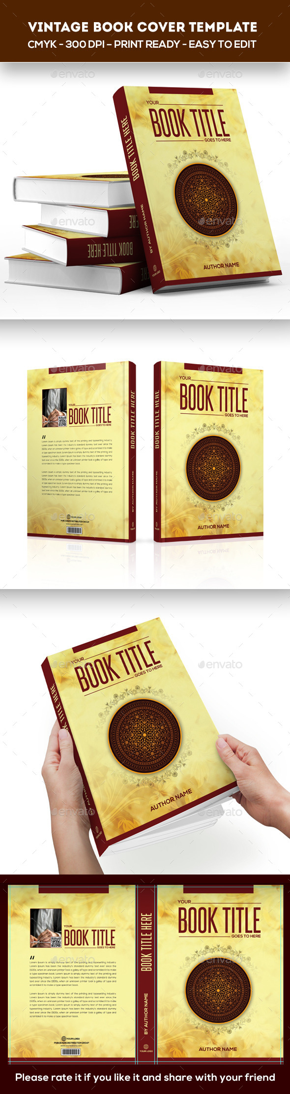 Vintage Book Cover Template - Print Templates