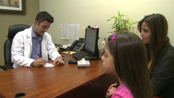 Male Doctor Consults With Mother And Daughter (3 Of 7)
