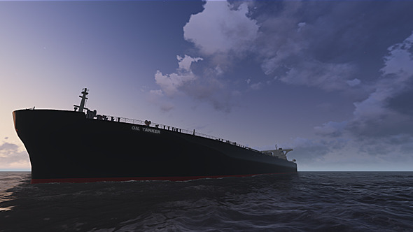 Oil Tanker On The Sea Animation