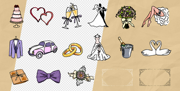 15 Animated Graphic Symbols for Wedding Video