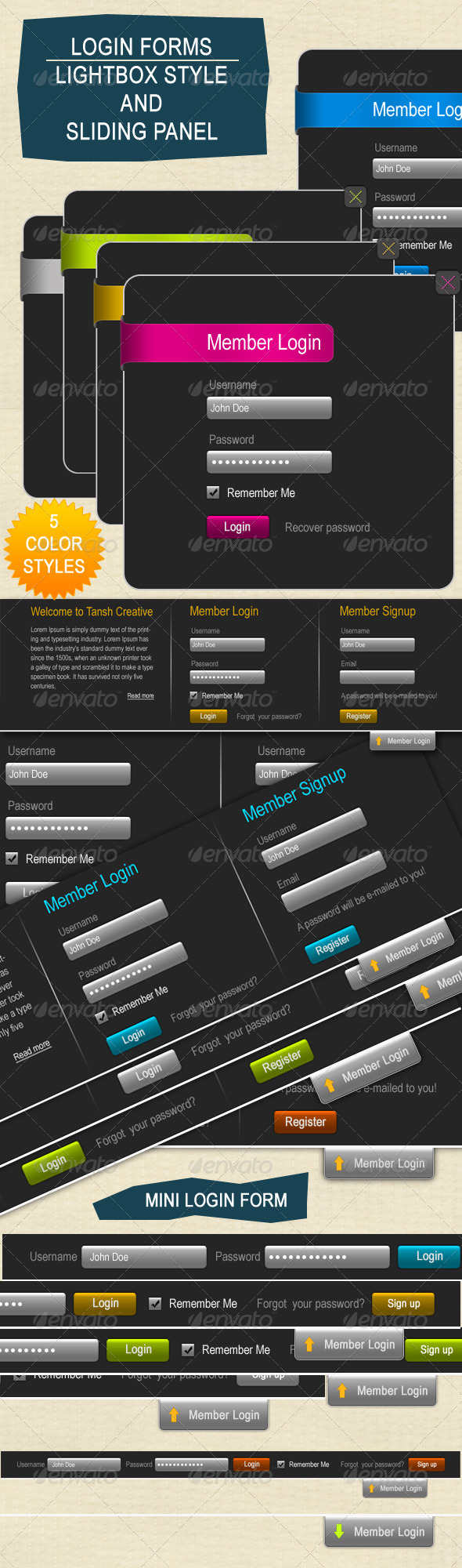 Lightbox & Sliding Panel Type Login Forms - Forms Web Elements