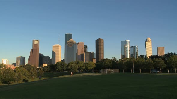 Houston Skyline In Late Afternoon - Wide Shot