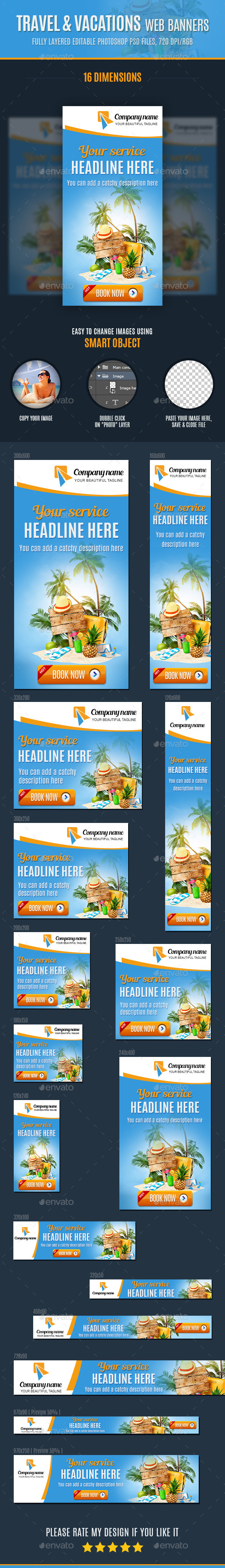 Travel & Vacations Web Banners - Banners & Ads Web Elements