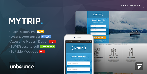 MyTrip - Travel Agency Unbounce Template