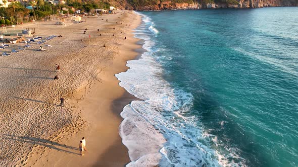 Winter Beach in Turkey Alanya Aerial View 4 K alt
