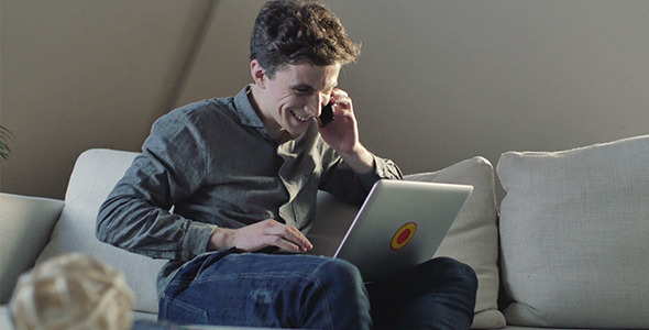 Happy Man On Phone alt