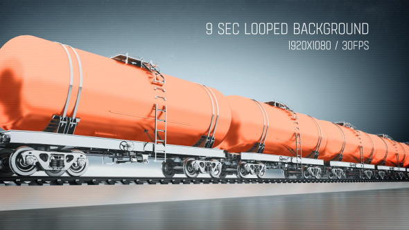 Freight Train with Petroleum Tank Cars Front View