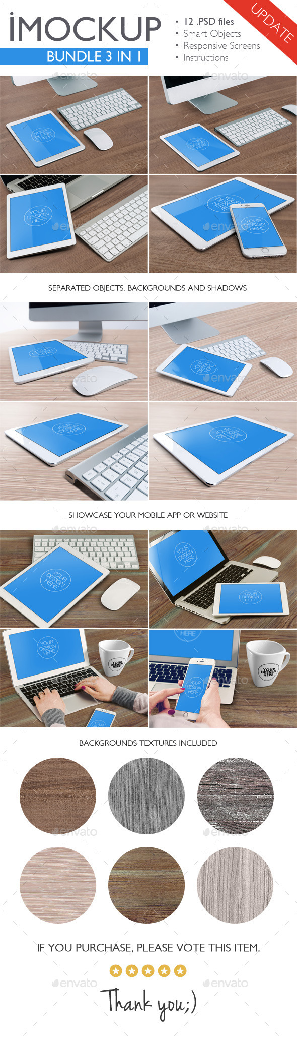 iMockup Bundle 3 in 1 - Product Mock-Ups Graphics