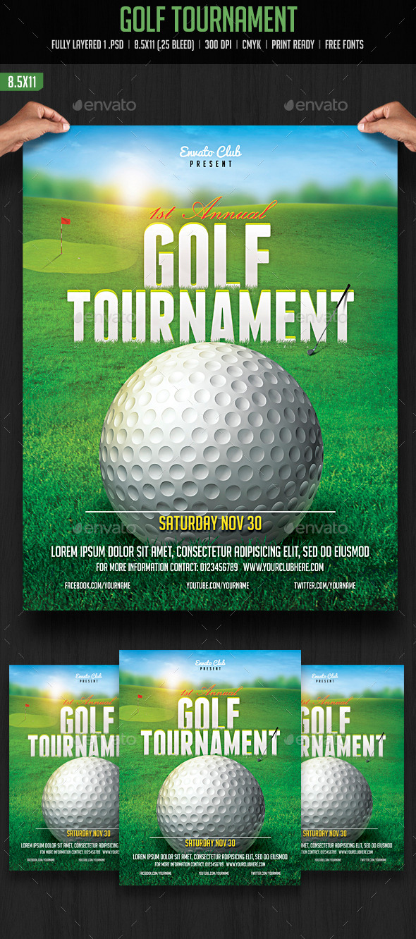 Golf Tournament PSD Flyer Template free download