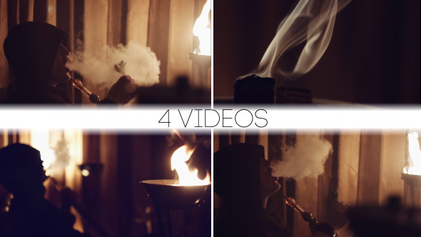 Mystic Man Smokes a Hookah (4 videos)
