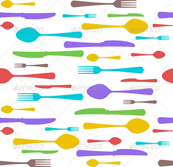 Cutlery Seamless Vector Pattern - Backgrounds Decorative