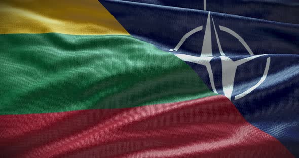 Lithuania and NATO waving flag animation loop alt